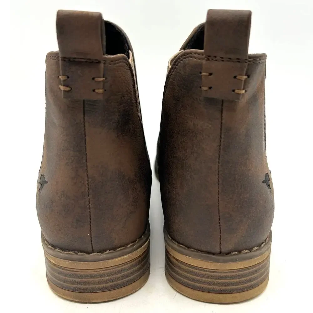 Rocket Dog Maylon Brown Faux Leather Chelsea Ankle Boots 8.5 EU 39 Pull On Fall